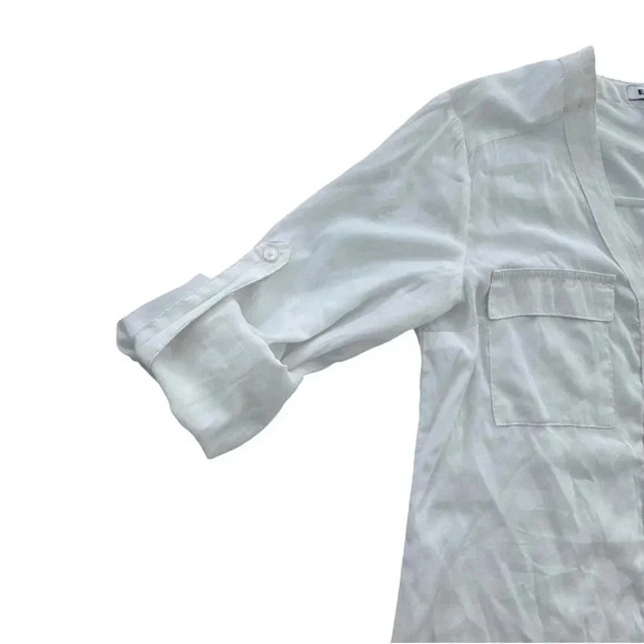 Express white two patch pocket shirt blouse with roll up sleeve Small - Picture 7 of 12
